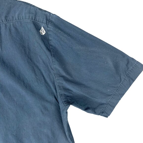 Volcom Western Shirt Men S Blue Denim Short-Sleeve Cotton Pearl Snap Button - Picture 3 of 12